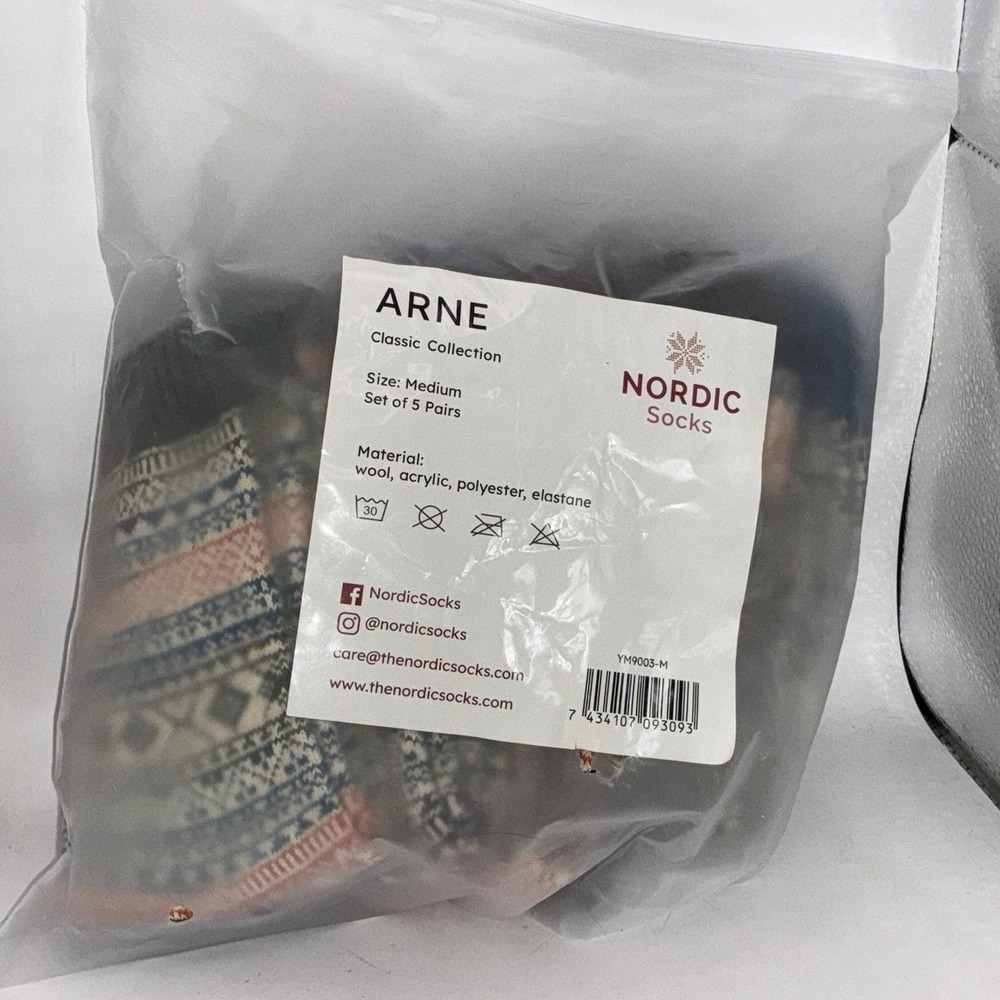 Nordic Socks Unisex Medium 5 Pairs New In Package ARNE Classic Collection